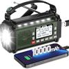 PRUNUS J-924 DAB Radio Portatile Emergenza Solare FM, Radiolina a Manovella Dinamo con Batteria da 10000 mAh, Radio a Pile con Torcia e Luce da Lettura/Allarme SOS per Ourdoor, Emergenza (Verde)