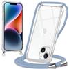 Oelrstfe Cover con Cordino per iPhone 14/iPhone 13, Trasparente Silicone Custodia con Regolabile Collana Laccio Tracolla, Antigraffio Proteggere Case Corda per iPhone 14/13, Blu