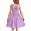 Arshiner Ragazze Abito Senza Maniche Bambini Estivo Indietro Bow Tie Vestito Cotone Casual Festivo Vestito Maniche Corte Swing Abiti da Festa per Ragazze 11-12 Anni Rosso