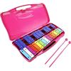 EliLunar Glockenspiel - Xilofono con 25 note, tasti colorati in metallo con mazzuole, strumento musicale a percussione, insegnamento musicale educativo per principianti, rosa