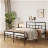 Yicensen Letto in Metallo 135x190 cm con Testiera e Pediera Rete a Doghe in Metallo Altezza 36cm Giroletto Letto Matrimoniale Stabile Facile da Montare, Nero
