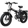 DEEPOWER Bici elettrica G20pro per adulti, 20 x 4.0 Fat Tyre, Motore 250W, Ebike pieghevole, Batteria rimovibile 48V 25Ah, ingranaggi a 7 velocità, forcella ammortizzata bloccabile, MTB