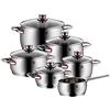 WMF Quality One Set di Pentole Induzione e Gas in Acciaio Inox 18/10 Cromargan, manici Cool+, 6 pezzi, Fondo Transtherm Triplo Strato, Batteria Pentole con 6 pentole e 5 coperchi