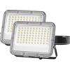 HOOLED Faretto LED da Esterno 50 W 5500 lm Faretti Led per esterni IP66, Angolo del fascio 90 gradi Luce Bianca Fredda 6500 K di sicurezza per terrazza, giardino patio parco garage 2 Pezzi