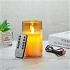 Koelaa Candele LED ricaricabili, candela in vetro dorato con telecomando, candela LED a batteria, candele senza fiamma ricaricabili, candele tremolanti con funzione di temporizzazione per Natale