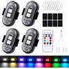 FIVAVA 4 luci a LED senza fili, 8 colori, con telecomando, ricarica USB, per auto, moto, camion