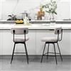 RELAX4LIFE Set di 2 Sgabelli da Bar con Funzione Girevole, con Rivestimento in Tessuto di Lino e Schienale, Poggiapiedi e Struttura in Metallo per Bar, Cucina (BEIGE)