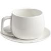 ionEgg Tazza da caffè in porcellana con piattino, 270 ml, design minimalista, perfetta per latte, cappuccino e tè, bianco