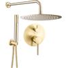 VALAZ Doccia Incasso Oro Spazzolato Protezione PVD | Miscelatore Doccia Incasso Spruzzatore Effetto Pioggia | Installazione a Parete Facile | Inossidabile, Rotondo, Spruzzatore 20 cm, Serie Jucar
