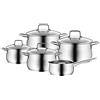 WMF Mattea - Set di 5 pentole in Acciaio Inox Cromargan lucidato, con Coperchio in Vetro, pentole a induzione, Non rivestite