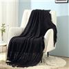 CREVENT Coperta decorativa lavorata a maglia per divano, sedia letto, morbida, calda, accogliente, leggera, per primavera estate (127 x 152 cm, nero)