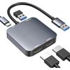 ABLEWE Adattatore da USB 3.0 a doppia HDMI con porta USB 3.0 4 in 1, cavo convertitore da HDMI a USB audio video grafico per computer portatile, monitor desktop TV, compatibile con Mac OS, Windows