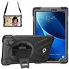 Gerutek Custodia Cover per Samsung Galaxy Tab A 10.1 2016 (SM T580/T585), Custodia Protettiva Antiurto con Supporto Rotante 360 e Cinghia Mano/Spalla Cover per Galaxy Tab A 10.1, Nero