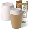 BIOZOYG Bicchieri Compostabili Bio con coperchio di carta I Bicchieri Usa e Getta Bicchieri di Carta I 50 Tazze di Cartone da Caffè da Asporto Marrone non Sbiancate 200 ml 8 oz