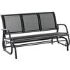 Outsunny Panchina a Dondolo da Giardino a 3 Posti in Metallo e Tessuto a Rete Traspirante, 147x70x85cm, Nero