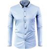 Generic Camicia da uomo a maniche lunghe con bottoni, camicia casual da matrimonio formale, Azzurro, XS