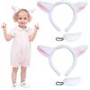 TUONYIS 4 Pezzi Set Costumi da Agnello Animale, Set Coda con Orecchie da Agnello Pecora, Fascia da Pecora con Orecchio, per Costume Cosplay per Animali, Adulti, Costumi per Bambini (Bianco, Rosa)