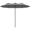 Outsunny Ombrellone Doppio Inclinabile a 45° con Manovella e Prese d'Aria, in Acciaio e Poliestere, 285x147x227 cm, Grigio