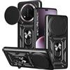Yutwo Cover per Honor Magic 7 Lite, Custodia Antiurto Scorrevole Protezione Fotocamera Custodia con 360°Rotante Anello Supporto - Nero