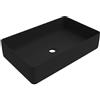 ERCOS Lavabo D'Appoggio Rettangolare In Ceramica, Lavabo Bagno Colore Nero Opaco, Senza Troppopieno , Dimensioni 580x360 mm
