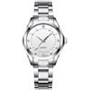 Rehomy Orologio da donna al quarzo con cristalli e cinturino in metallo, orologio da donna con lancette luminose, impermeabile fino a 30 m, regalo per moglie e ragazza, bianco, Bracciale