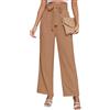 PASUDA Pantaloni Donna Estivi Pantaloni Eleganti Comodi Larghi Pantaloni da Donna Elastico Vita Alta Pantaloni con Cintura Leggeri Casual Pantaloni Gamba Larga Business Pantaloni (Cachi, XL)