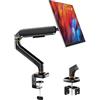 Ibergrif Supporto Monitor da Scrivania per Schermi da 13-32, Braccio di Monitor Regolabile in Altezza con Molla a Gas, Inclinazione, Girevole, Rotazione, Gestione dei Cavi, VESA 75/100 mm -Nero