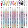 LOPHE Penne per Nail Art, 12 Colore Matite per Unghie, Nail Art Pen e Smalto per Penna per Pittura Decorazioni Unghie, Bellezza Adorna Regalo per Halloween Natale(0.7MM)
