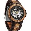 FORSINING Orologio da polso da uomo, alla moda, classico, design in legno, automatico, meccanico, luminoso, impermeabile, Oro nero, Bracciale