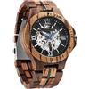 FORSINING Orologio da polso da uomo, alla moda, classico, design in legno, automatico, meccanico, luminoso, impermeabile, Argento nero, Bracciale