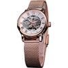 Forsining Orologio meccanico automatico da donna di lusso scheletro quadrante dorato cinturino in maglia in acciaio inossidabile numeri romani orologio a vento automatico, Oro rosa, Bracciale