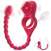 SuperLove Dual Penis Ring with Anal Stimulator & Remote Control Red