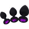 SuperLove Jewel Silicone Butt Plugs Training Kit Black-Purple