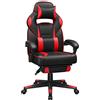 SONGMICS Sedia da Ufficio, Poltrona Racing Ergonomica, Poggiapiedi Telescopico, Schienale Inclinabile, Poggiatesta e Supporto Lombare, Portante di 150 kg, Nero Inchiostro e Rosso Fragola OBG73BRV1