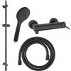 Fortis set doccetta con rubinetteria, doccetta con 1 tipo di getto, asta saliscendi, flessibile doccetta, 7851100MB+50129TTMB+53162150MB+15505MB, Brera nero opaco [Rubinetteria Bagno > Rubinetteria Doccia]