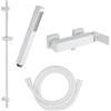 Fortis set doccetta con rubinetteria, doccetta ad asta di metallo, asta saliscendi, flessibile doccetta, 8451100MW+50129TTMW+53162150MW+15501MW, Scala bianco opaco [Rubinetteria Bagno > Rubinetteria Doccia]