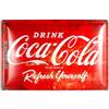 Nostalgic-Art Targa retrò, 40 x 60 cm, Coca-Cola - Logo Red Refresh Yourself - Idee regalo per amanti della Coca-Cola, Official License Product (OLP), in metallo, design vintage
