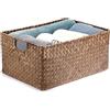 IGNPION Cesto portaoggetti aperto in erba marina, cestini decorativi per soggiorno, cesto per asciugamani in vimini intrecciato, rettangolare, scatola organizer per bagno, mensole e scrivanie, cesto
