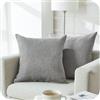 Topfinel Federe Cuscini Comode in Ciniglia per Divano, Copricuscini Decorativi Letto Arredo casa, Fodere cuscino Tinta unita per Soggiorno Camera Balcone Esterno, 2 Pezzi, 60x60 cm Grigio