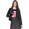 VERO MODA Giacca in ecopelle taglio a V con cerniera e bottoni a clip alle tasche laterali, maniche con inserti di tessuto elasticizzato. Nero