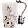 MBSM Tazza creativa da 250 ml, in ceramica, stile violino, chitarra, per caffè, tè, latte, con manico, idea regalo (chitarra elettrica nera)