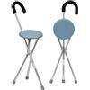 Mobiclinic, Bastone con sedile pieghevole, Gloria, 3 piedi per anziani, Tripode, Da passeggio, Sedia portatile, Alluminio, Fino a 90 kg, Impugnatura ergonomica, Grigio