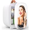 Hansburg Mini frigorifero per camera da letto, specchio per la cura della pelle, frigorifero portatile piccolo da 4 litri/6 lattine con opzione 12 V AC/DC/USB per cibo, bevande, trucco, dormitorio,