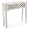 VERSA Safira Consolle Ingresso, Tavolo Consolle, Tavolino Ingresso, Tavolo Salotto, con 2 cassetti, Misure (A x L x l) 79 x 25 x 80 cm, Legno, Colore Bianco e Marrone