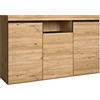 Skraut Home - Madia - Modello Naturale - 140 x 40 x 81 cm - Mobile Ingresso con 3 Ante - Stile Nordico - Melaminico - Rovere e Nero