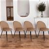 Dmora - Set di 4 sedie Stinson, Poltrona rivestita in velluto, Sedia da pranzo imbottita, Seduta per riunioni, 51x54h82 cm, Beige