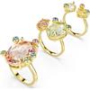 SWAROVSKI SET DI TRE ANELLI GEMA, MULTICOLORE, PLACCATO ORO 55