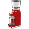 Smeg, Macinacaffè CGF01RDEU, Livello di Macinatura Regolabile, 30 Step di Macinatura, Contenitore Chicchi Caffè da 350g, Quantità di macinatura regolabile, con Sistema Antistatico, 150W, Rosso