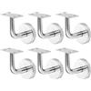 LDXDRU 6 Pezzi Corrimano per Scale Interne, Supporto Corrimano Parete Argento in Acciaio 201, Staffa da Parete 60 x 60 mm con Viti e Tasselli per Ringhiera