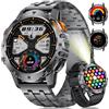 ESFOE Smartwatch Uomo Militare con Torcia LED,1.43" AMOLED Orologio Smartwatch Uomo con 500mAh 5ATM Impermeabile, 110+ Modalità Sportive Fitness Tracker Smart Watch con Chiamate Whatsapp